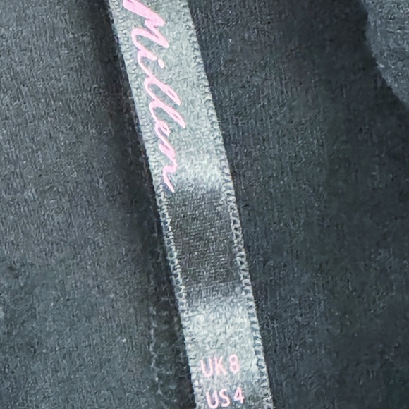 Karen Millen Black Mesh Ruffle Top Sheer Neckline Fitted Blouse - Picture 4 of 4